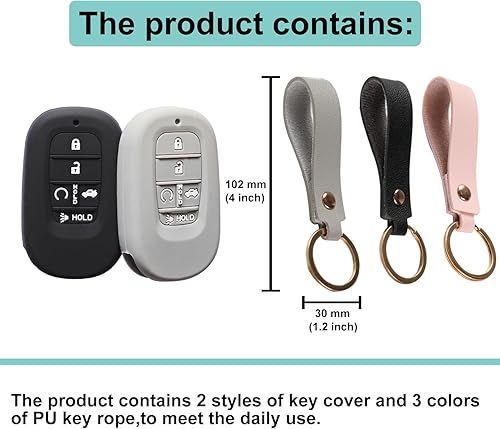Miniatura 6 de 2 fundas de goma de silicona para llavero compatibles con (5 botones) Honda Accord Civic HR-V CR-V Pilot Sport SI EX EX-L Touring 2022 2023 (negro