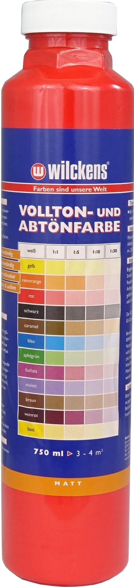 Wilckens Vollton- und Abtönfarbe matt, 750 ml, Rot