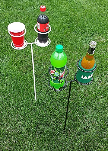 Decko Outdoor 30252 Heavy Duty Double Beverage Holder, White/Black, 2-Pack #TOP6