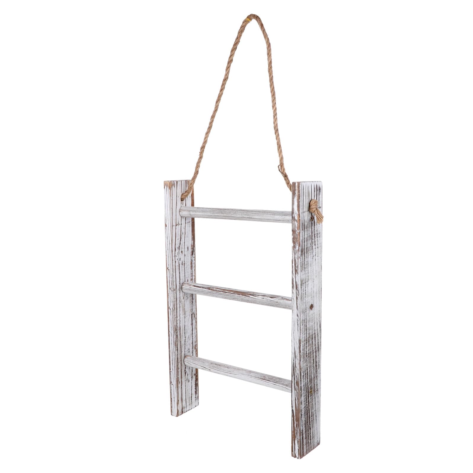 Support multifonctionnel en bois rustique blanchi à l'esthétique épurée