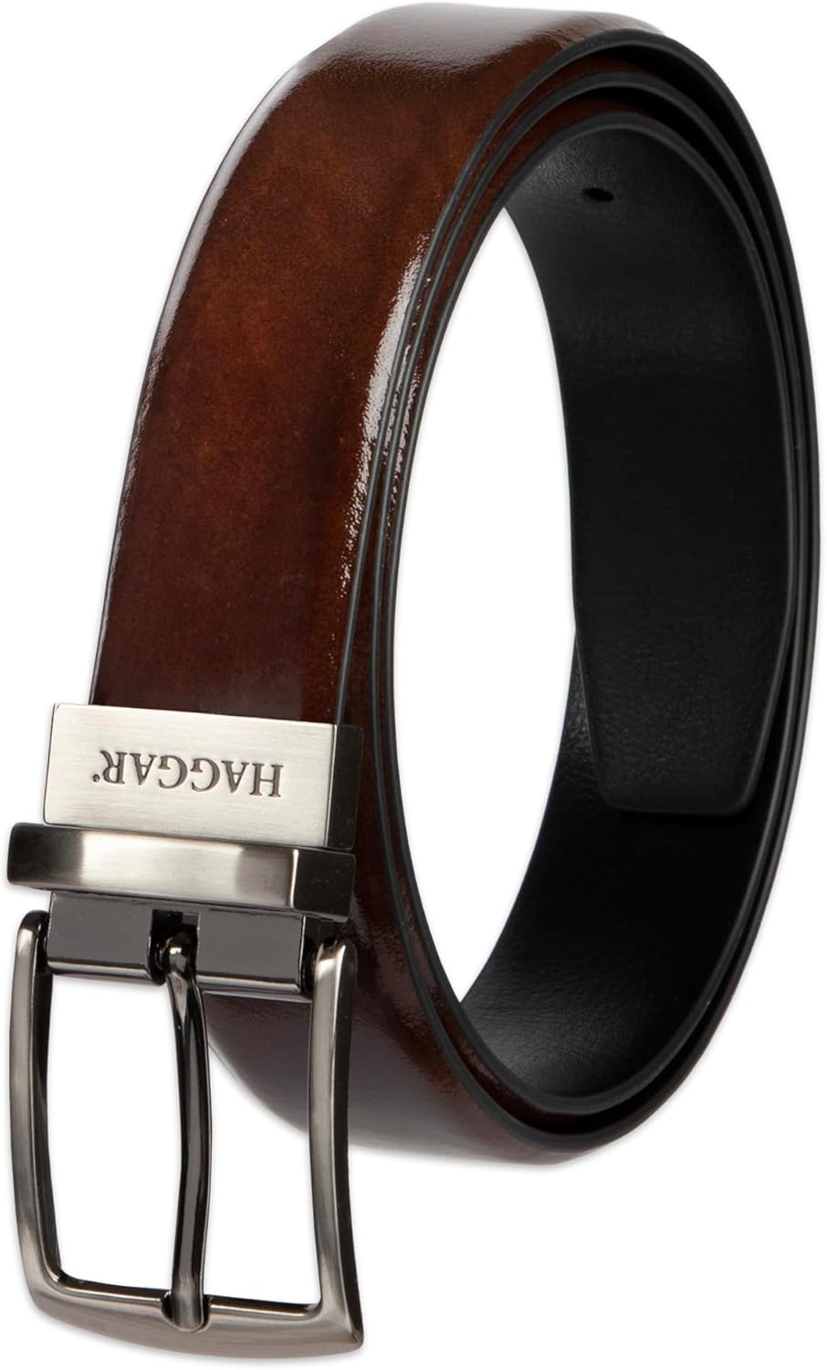 Haggar mens 2-in-1 Reversible Leather Belt for Dress Pants, Suits, Khakis - Classic, Business Casual, Formal, Work