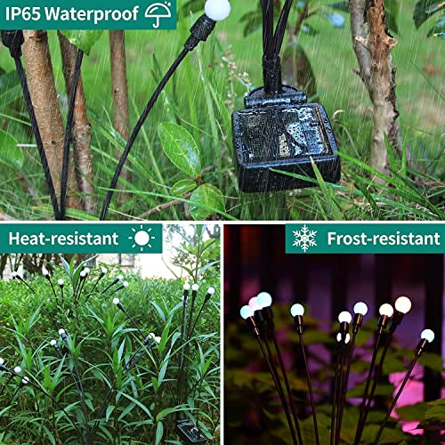 HIRNAYA Solar Powered Light, Swaying Solar Lights, Firefly Lights Solar Outdoor Waterproof, Solar Garden Decorative Lights for Pathway Yard Patio Landscape (1 Set & 6PCS)