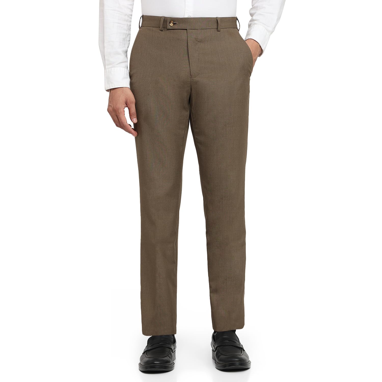 park avenue Men Regular Fit Solid Pattern Poly Viscose Blend Flat Front Formal Trouser-picture-11