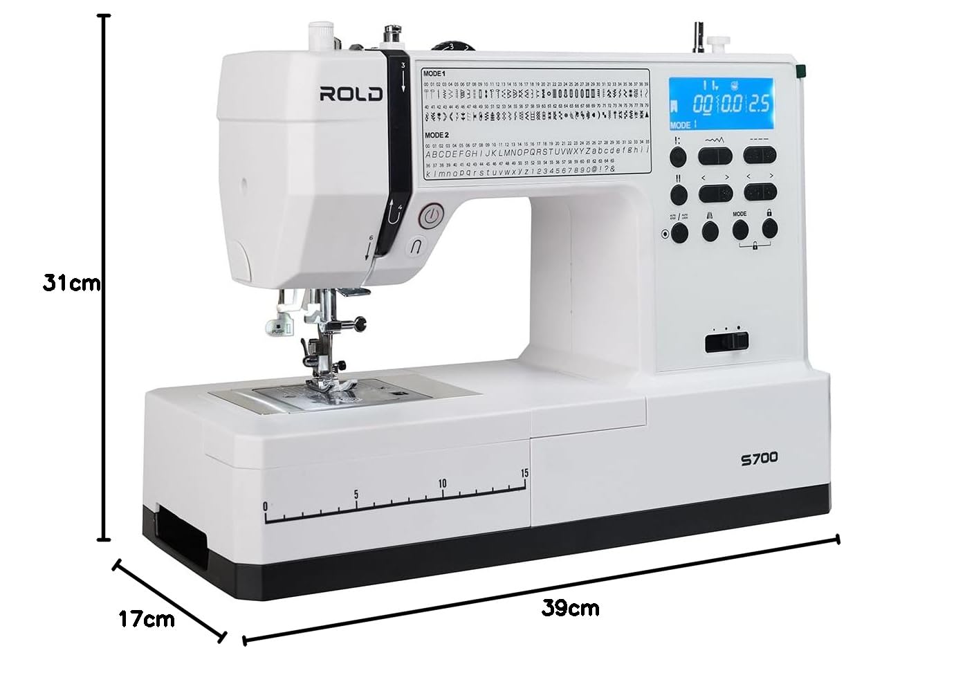 ROLD S700 Computernähmaschine – 146 Stiche, automatisches Knopfloch, LED-Beleuchtung & Start/Stopp-Taste | Nähen ohne Pedal, Horizontalgreifer & stabiler Metallrahmen