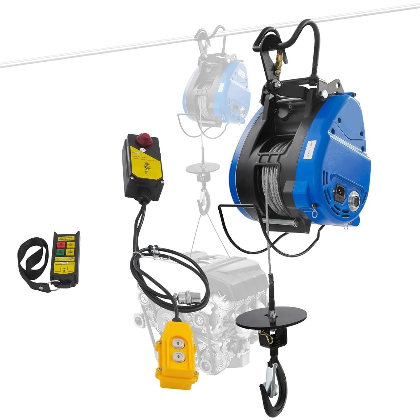1500W 230V tragbare elektrische Seilwinde, 30m Draht IP40 Kleinkran mit drahtloser Fernbedienung