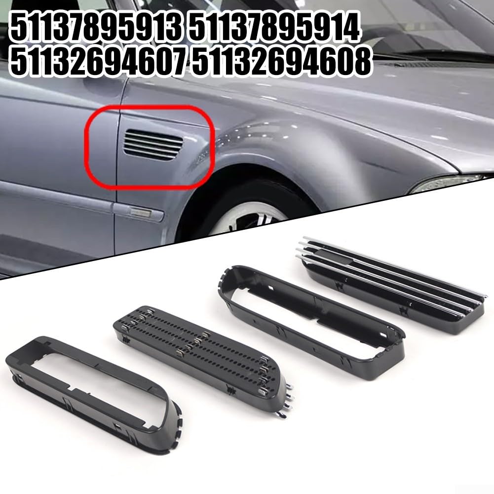 2 rejillas laterales de ventilación para guardabarros de coche, para BMW E46 para M3 2001-2006, 27,7 x 7,5 x 3,2 cm