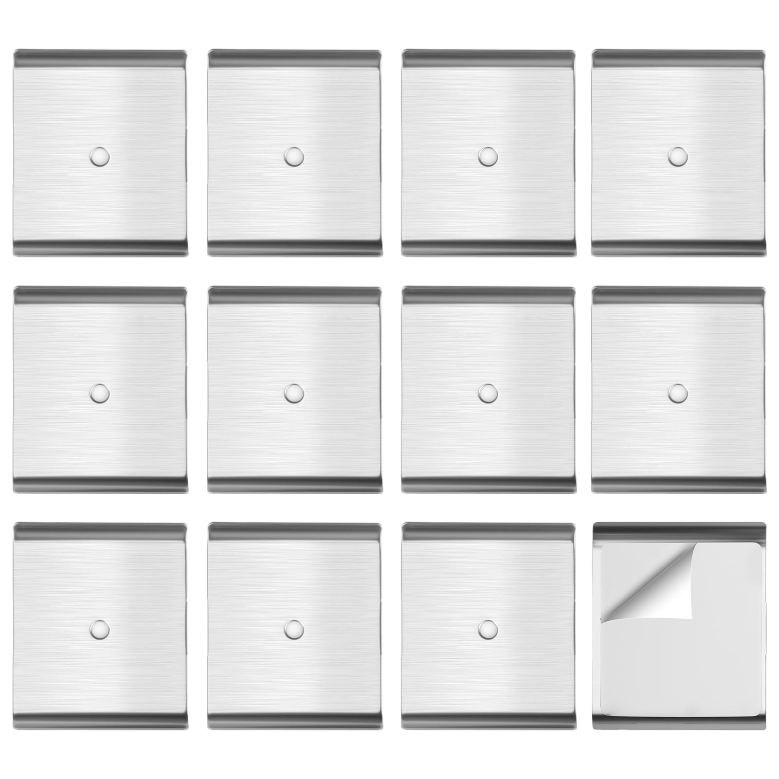12 Pack Under Cabinet Light Metal Adhesive Strips for Magnetic LED Lights, Replacement Iron Plates Sticky Mounting Brackets for Closet Kitchen Wardrobe Counter Lighting Holders (Not Magnetic) — Amazon image 15