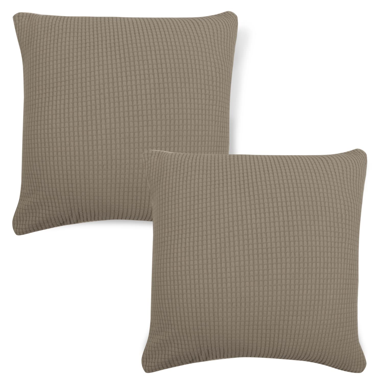 HOKIPO 190 GSM Thick Jacquard Cushion Cover 18x18 Inches Set of 2, Buff Brown (AR-4729-F2*2) (B0C45F3JN5) Amazon Price History, Amazon Price Tracker