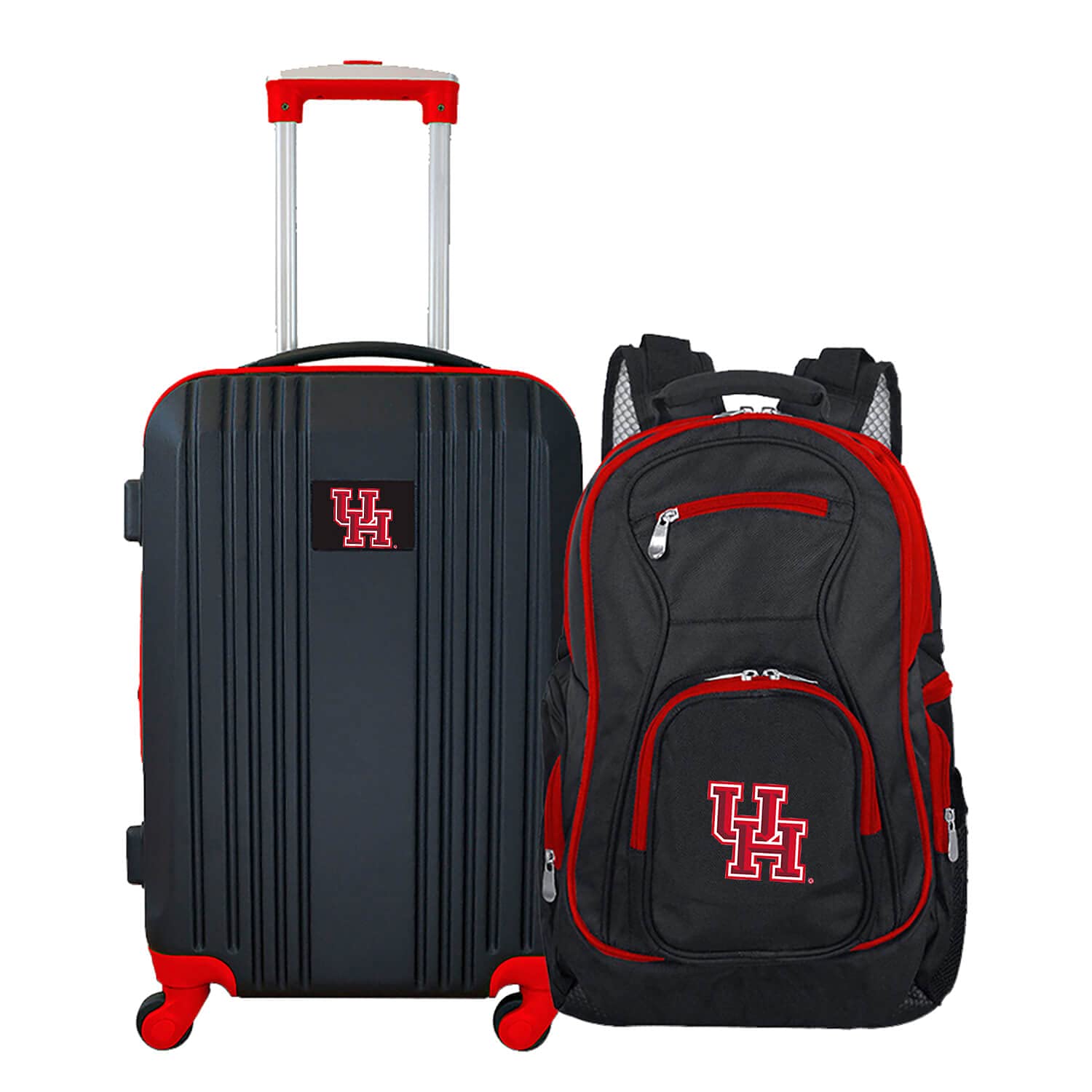 Denco University of Houston Cougars 2-Piece Luggage Set, Includes 21-inch Two-Tone Hardcase Spinner and 19