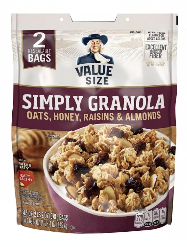 Simply Oats, Honey, Raisins & Almonds Granola, 34.5 oz Bags, Pack of 2