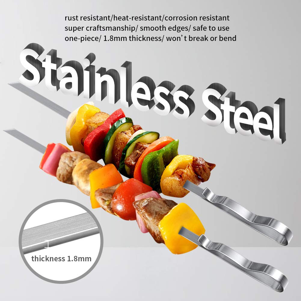 40 Stück Edelstahl-Grillspieße – Flach & Wiederverwendbar Für Fleisch, Gemüse & Mehr | Kabob-Spieße Inkl. Aufbewahrungsbox
