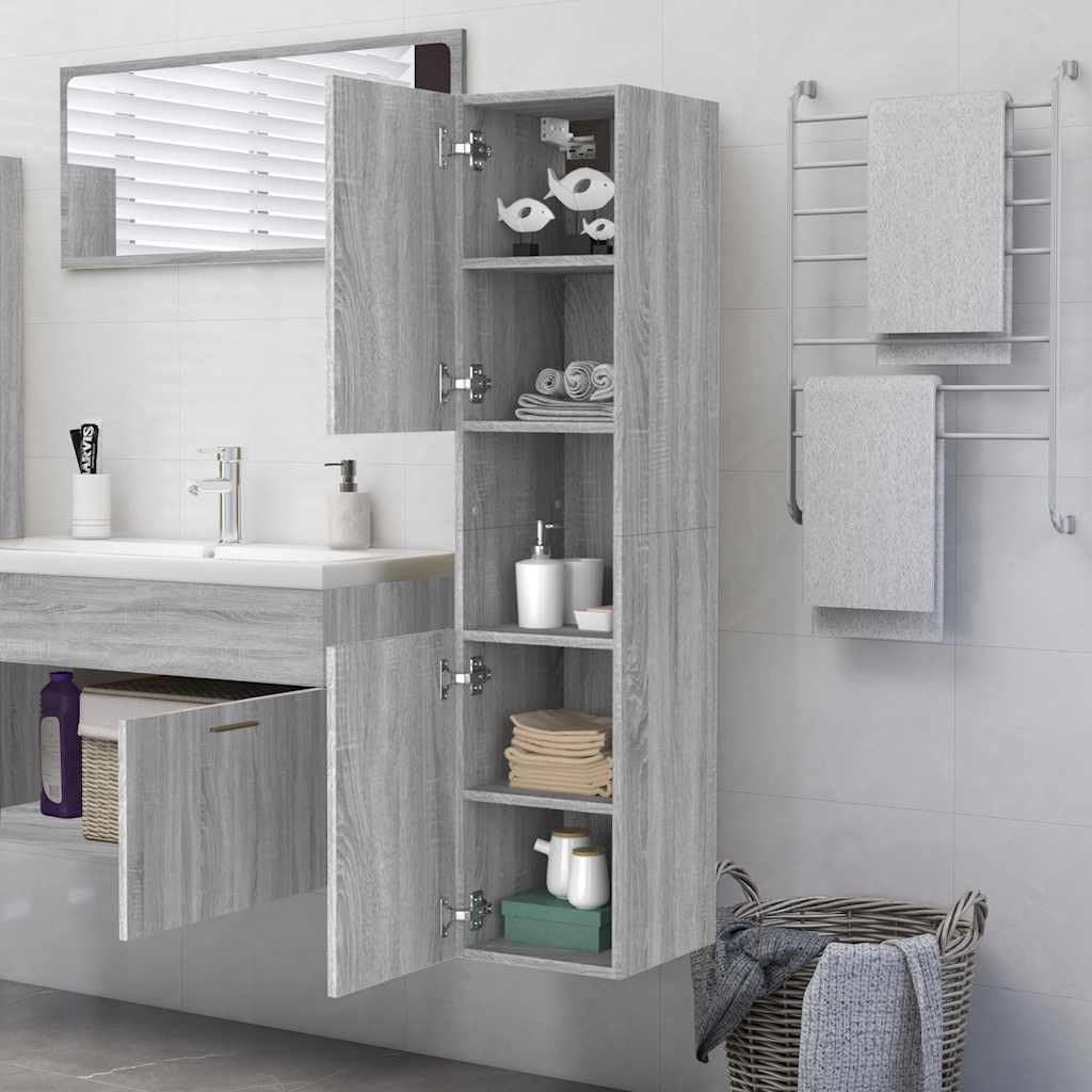 SYDE Armoire de salle de bain grise 30 x 30 x 130 cm