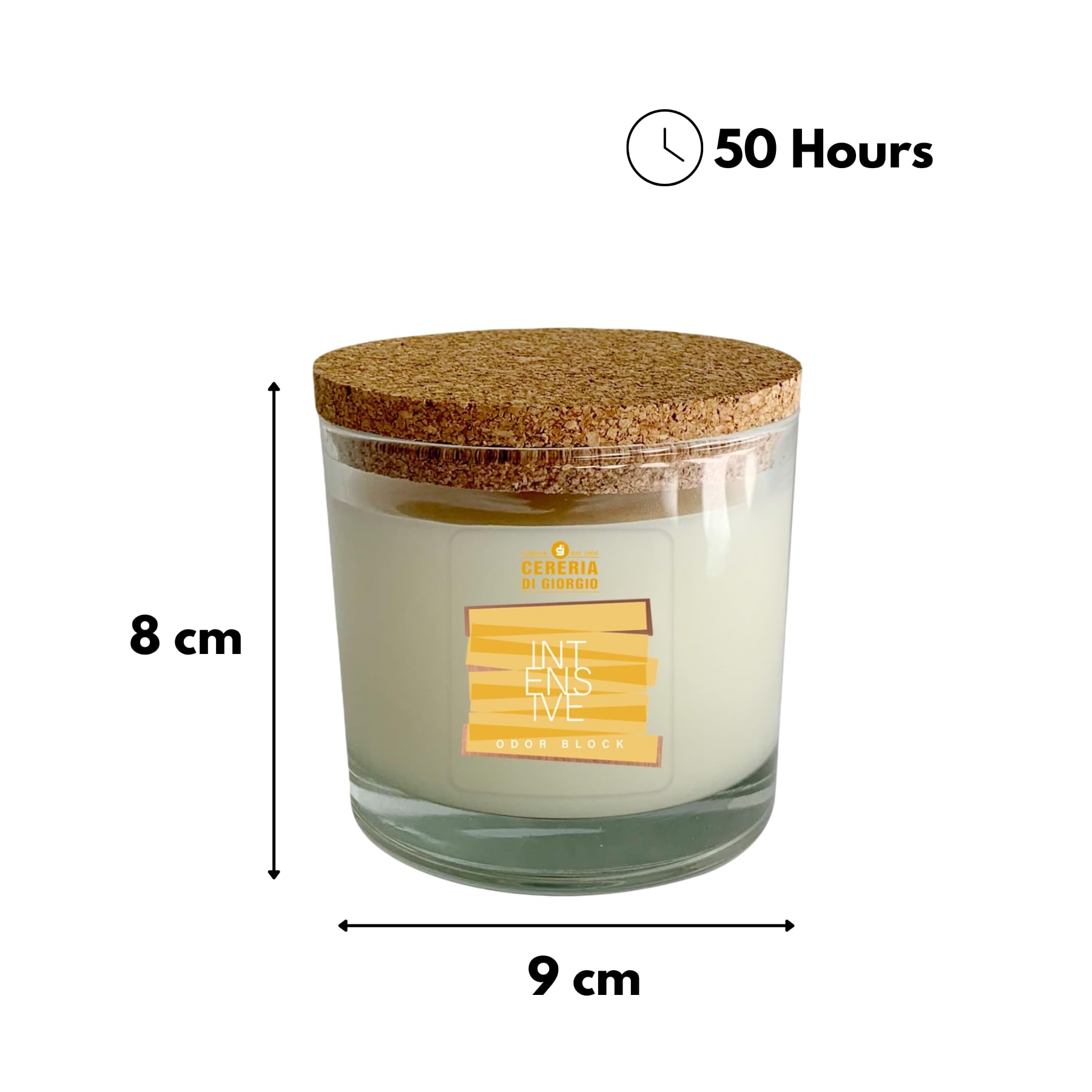Cereria Di Giorgio - Confezione da 6 Candele in bicchiere - Cera vegetale di Palma e Soia - Collezione Odor Block - Intensive - Durata 50 ore