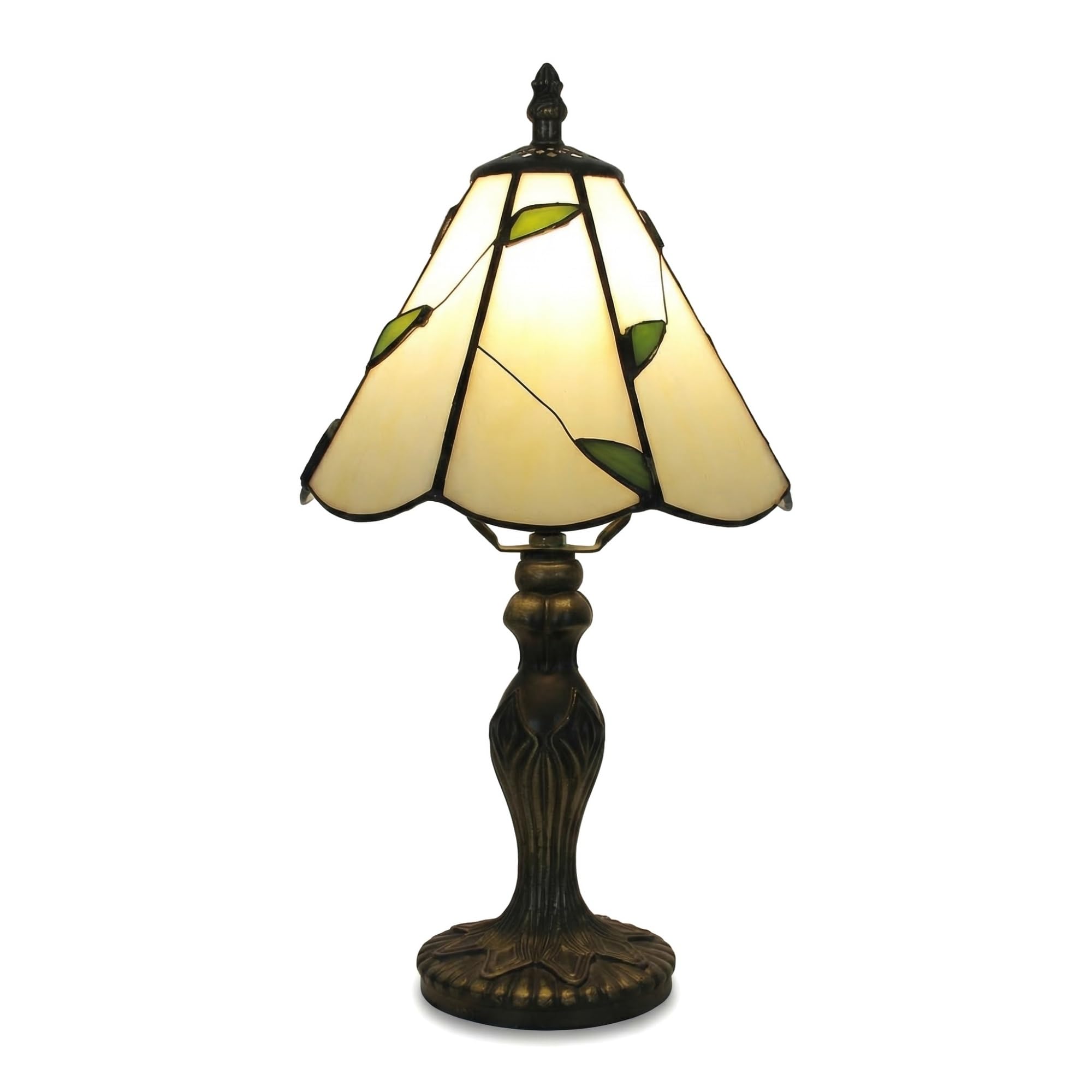 Witrażowa lampy Stołowa Z Podstawą Z Brązu W Stylu Vintage – Ręcznie Wykonana lampy Biurkowa Artisan Do Salonu, Sypialni Lub Biura – Z Przełącznikiem Inline
