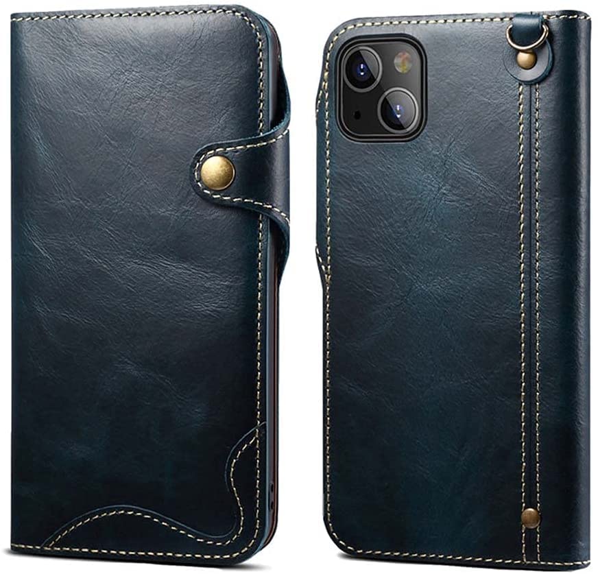 Étui portefeuille iPhone 13 Mini bleu avec porte-cartes intégré