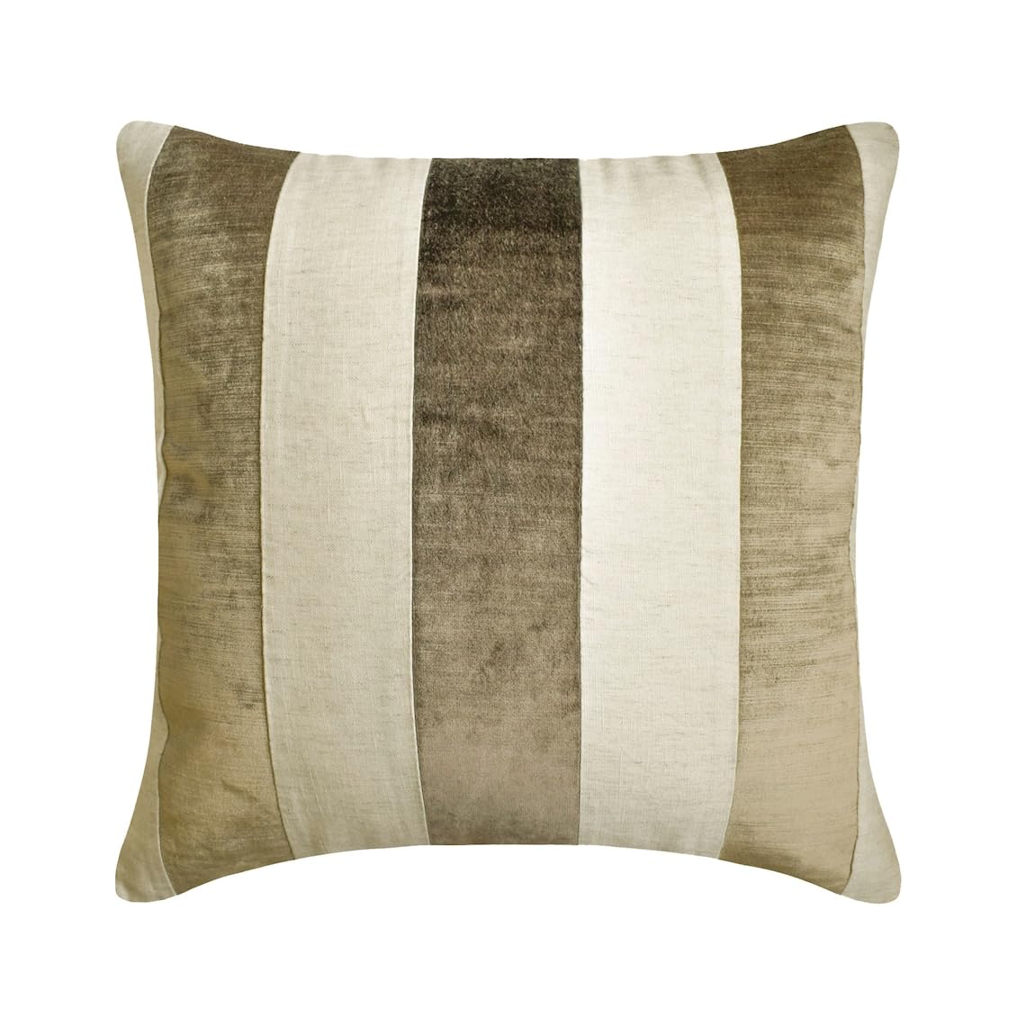 The HomeCentric Striped Decorative Throw Pillow Covers 16" x 16" | Modern Velvet Cushion Cover | Patchwork Brown Pillowcases for Couch, Sofa, Bed, or