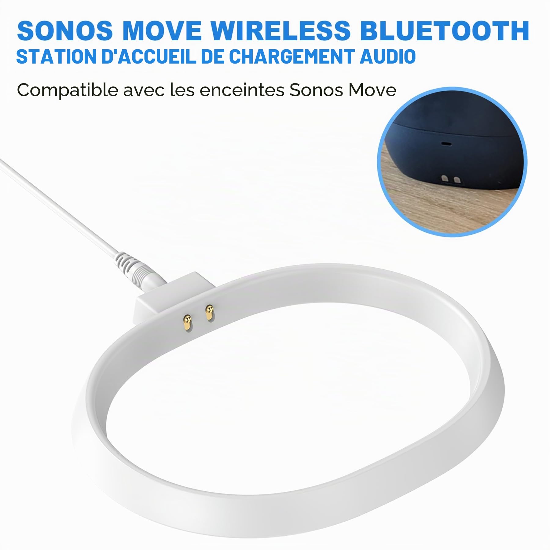 Base de charge pour Sonos Move 2ème et 1ère génération avec adaptateur 45 W (blanc)