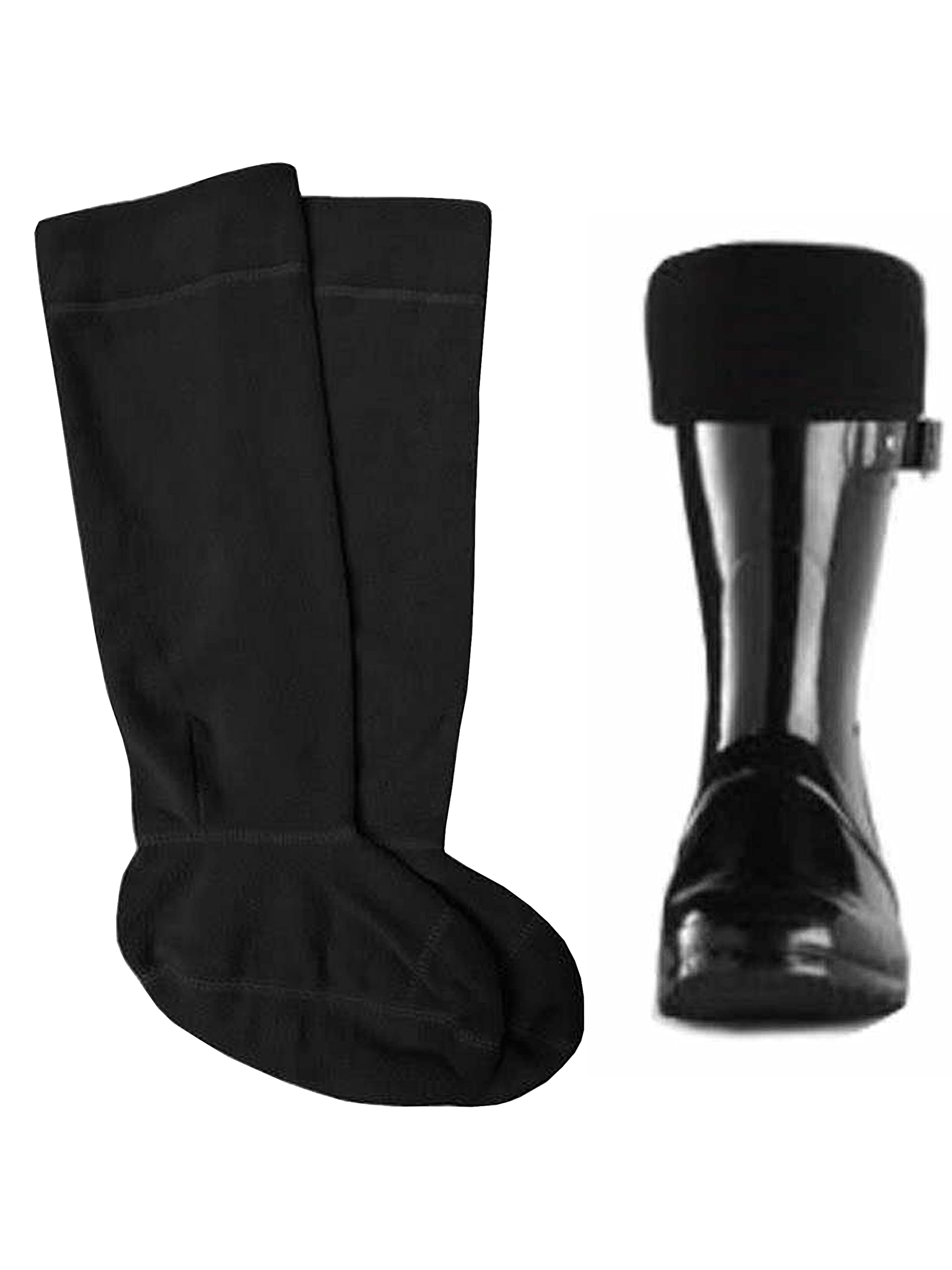 989Zé ENZO Mens Fleece Wellie Socks Adult Welly Wellington Boot Thermal Liners Warm Outdoor Sock One Size 6-11 (Black, One Size)