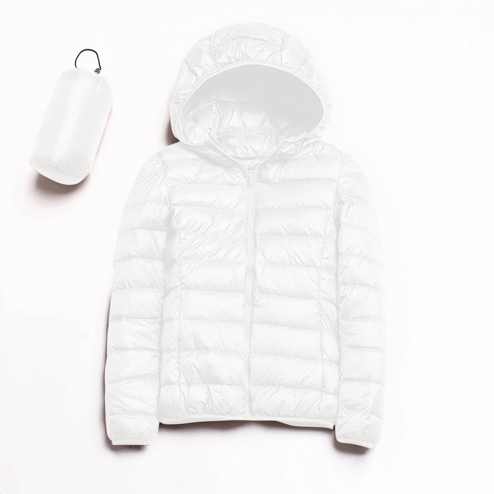Chaqueta Mujer Abrigo Entretiempo Invierno Cazadora Plumiferos，Abrigo mujer invierno con capucha ligero aislamiento reciclado plumón corto delgado chaqueta acolchada