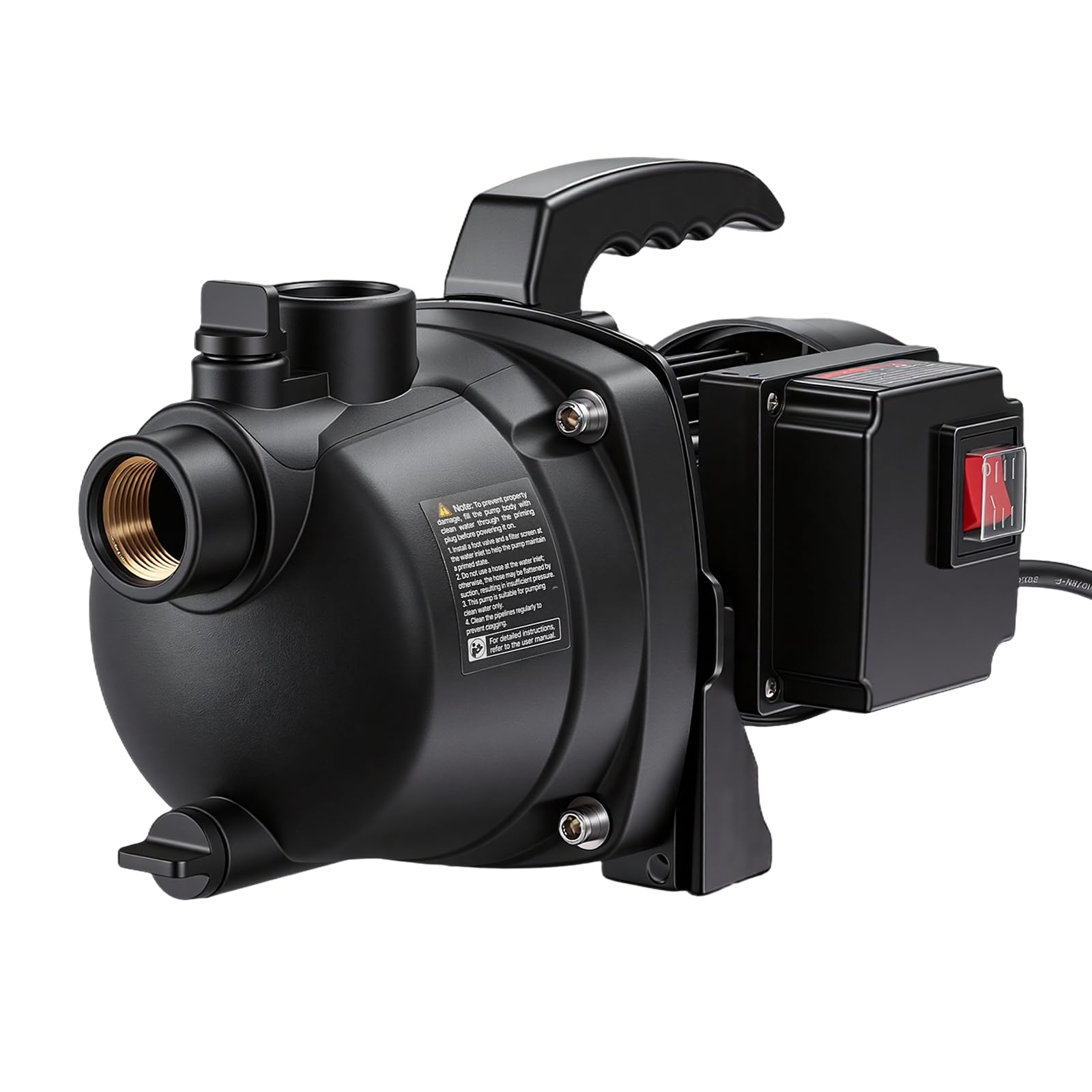 VEVOR Bomba de Chorro de PP para Pozos Poco Profundos 800 W 230 V, Caudal Máximo de 3700 L/h, Altura de Succión de 8 m, Protección Térmica, Voltaje Estándar Europeo, para Riego de Jardines, Césped