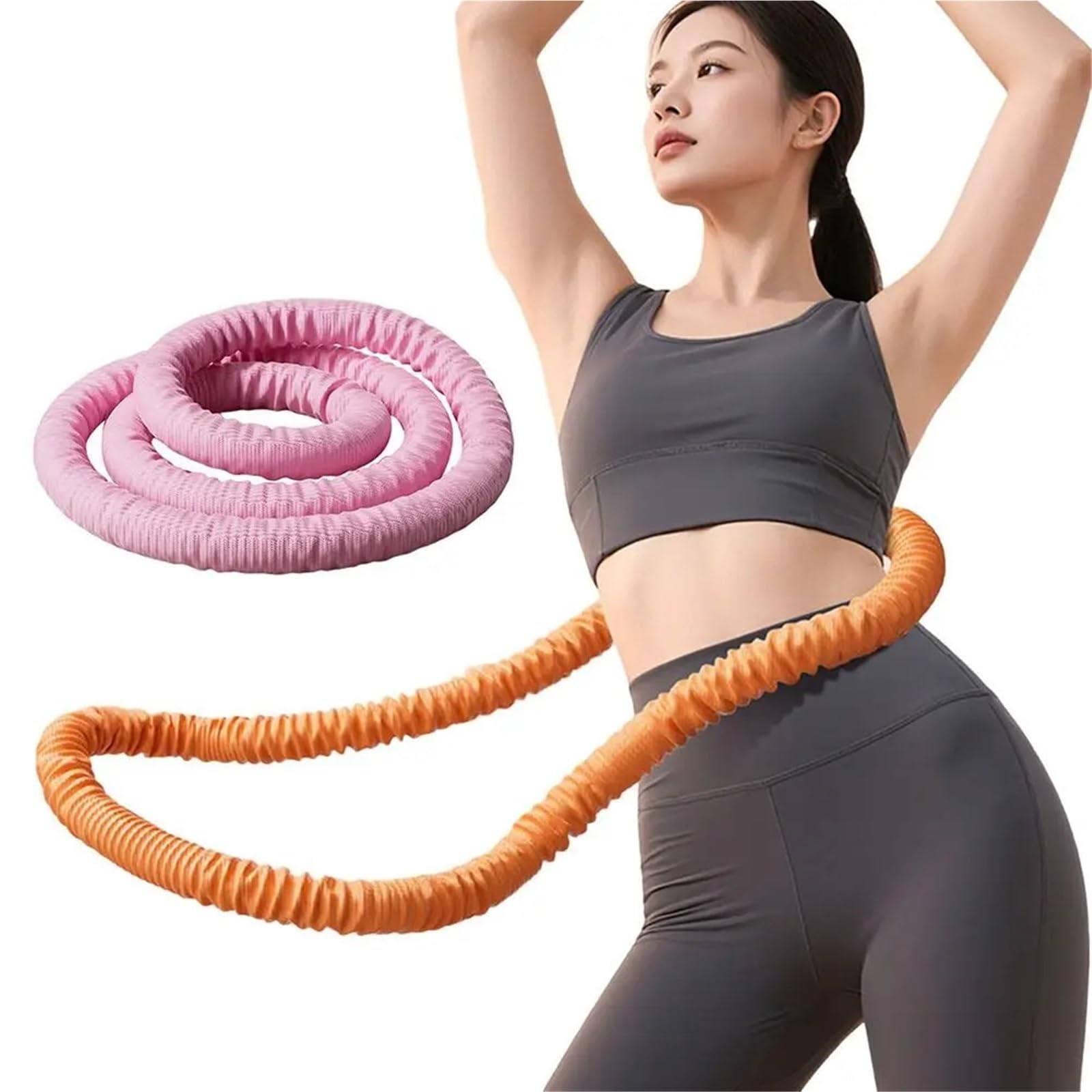 Pieghevole Hula Hoop Tubo pieghevole a molla Cerchio for yoga Rimbalzo Fitness Trainer for la vita in tessuto non for esterni per la perdita di peso