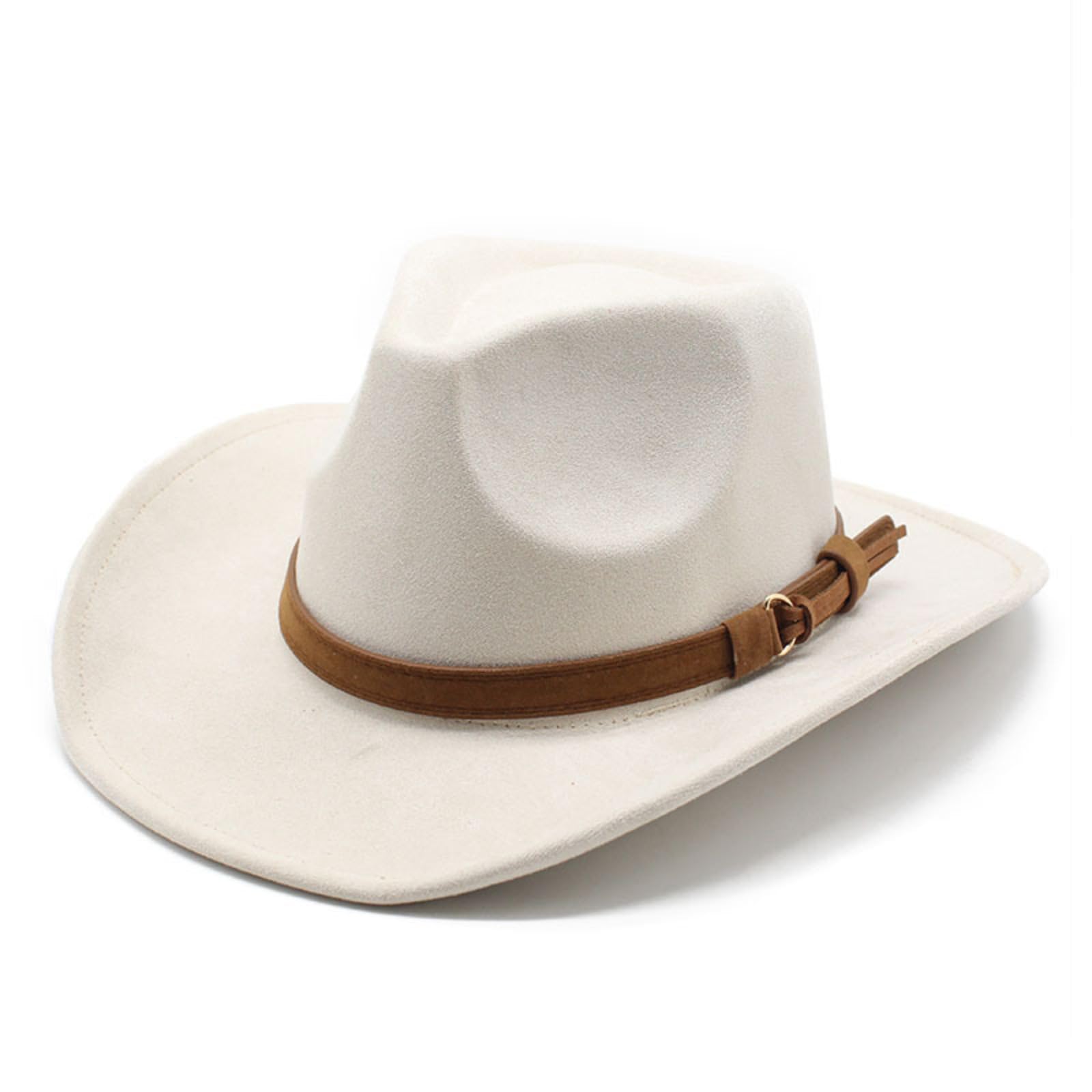 Cowboy Hat for Women Men Western Hat Cowgirl Hat Felt Cowboy Hats Wide Brim with Ribbon Jazz Hat with Ribbon Cowgirl Costume Western Hat Cowboy Hats (Beige)