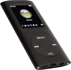 MP3-Player/MP4-Player, MP4-Musikplayer Unterstützt Bis zu 64 GB TF-Karte, Digitaler 1,8-Zoll-LCD-Bildschirm, Tragbarer HiFi-Musikplayer mit Verlustfreiem Sound und Lautsprecher(Schwarz)