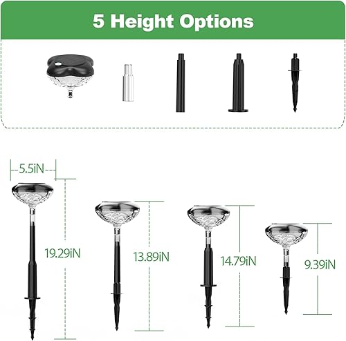Miniatura 7 de Luces solares para caminos al aire libre, paquete de 6 luces solares para jardín exterior, 3 modos de trébol, luces solares de patio que traen