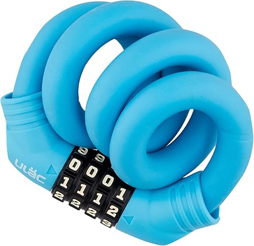 ULAC 1970 - Cable de memoria de acero giratorio para bicicleta, combinación de 4 dígitos reiniciable, sin llave, ideal para bicicleta de cercanías,