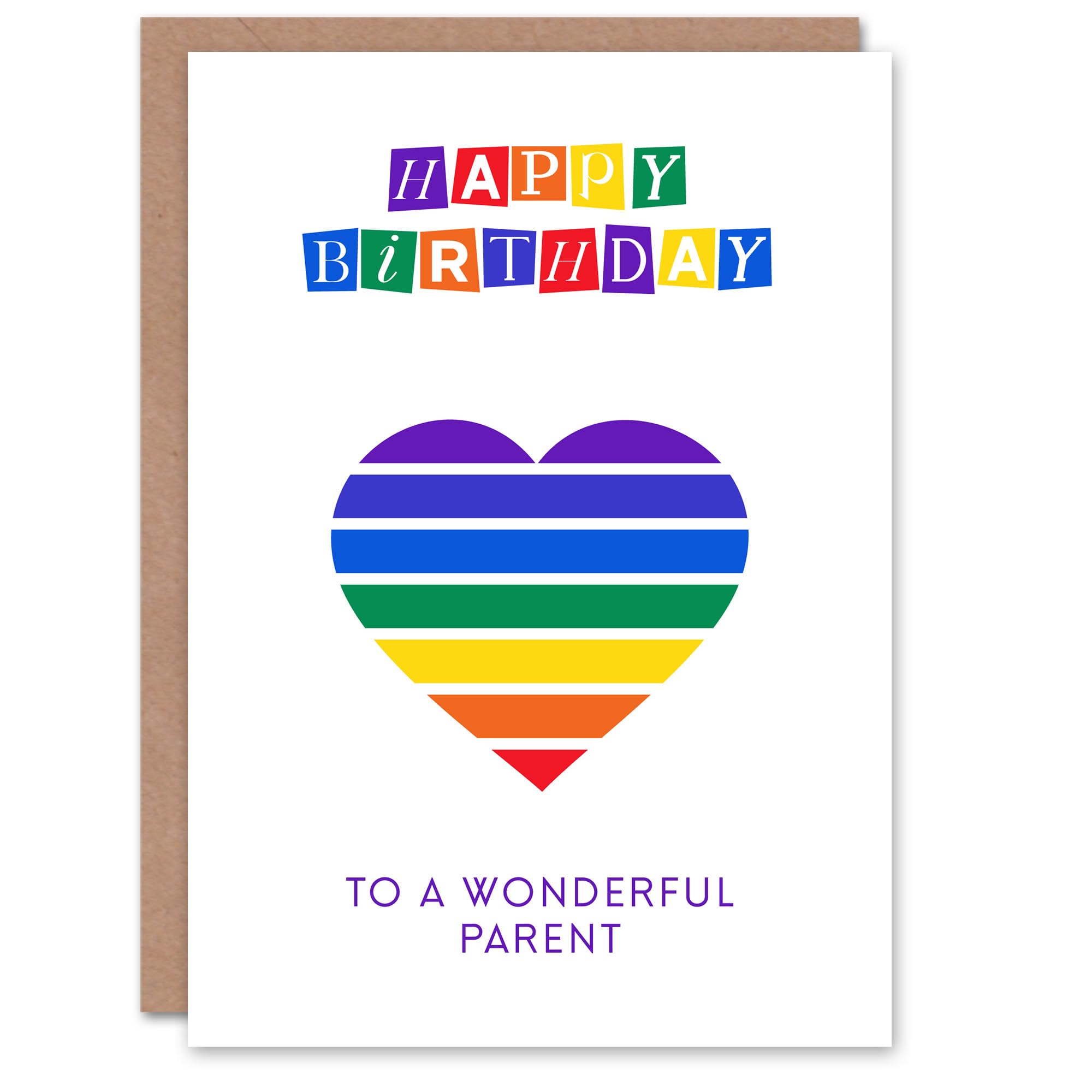 Artery8 Happy Birthday to a Wonderful Parent Rainbow Stripes Love Heart Non Binary Gender Neutral Card