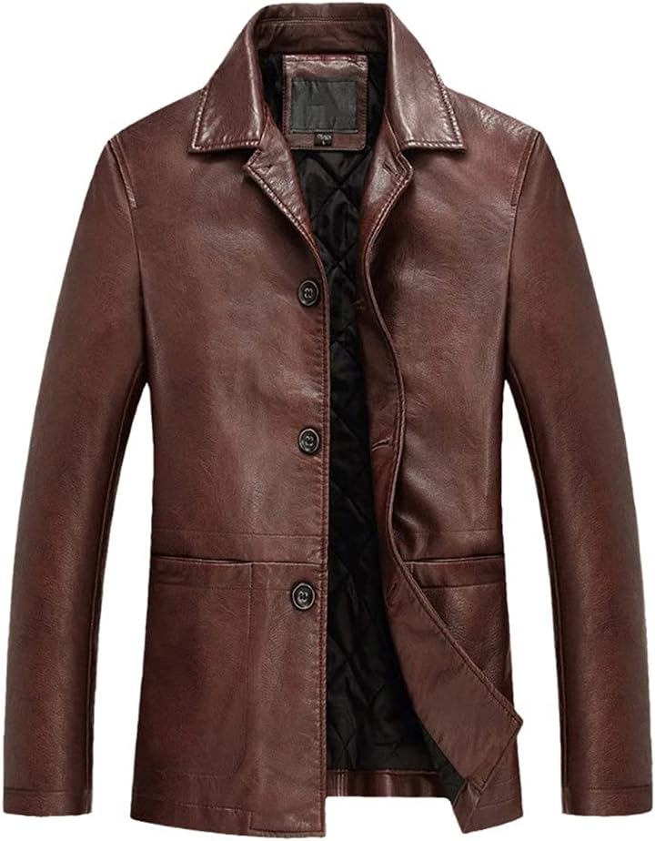 Business Leather Jacket Men Thick Warm Liner Windbreaker PU Leather Jacket Father's Gift Chaqueta De Hombre
