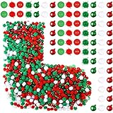 1200 Pieces Christmas Craft Embellishments Set, Christmas Resin Buttons, Christmas Small Bells and Christmas Pom Pom Ornaments for Xmas DIY Craft Sewing Decoration Accessories