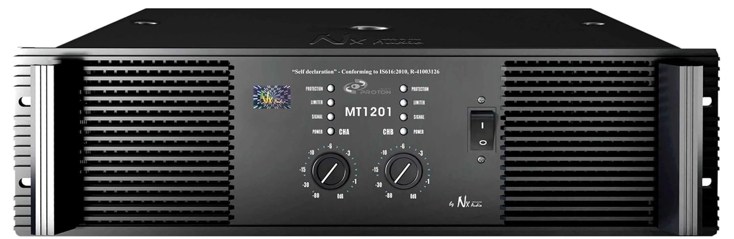 NX Audio MT-1201 Professional Power Amplifier, 2-Channel DJ Amplifier for PA Systems and Live Sound, Black-image-34