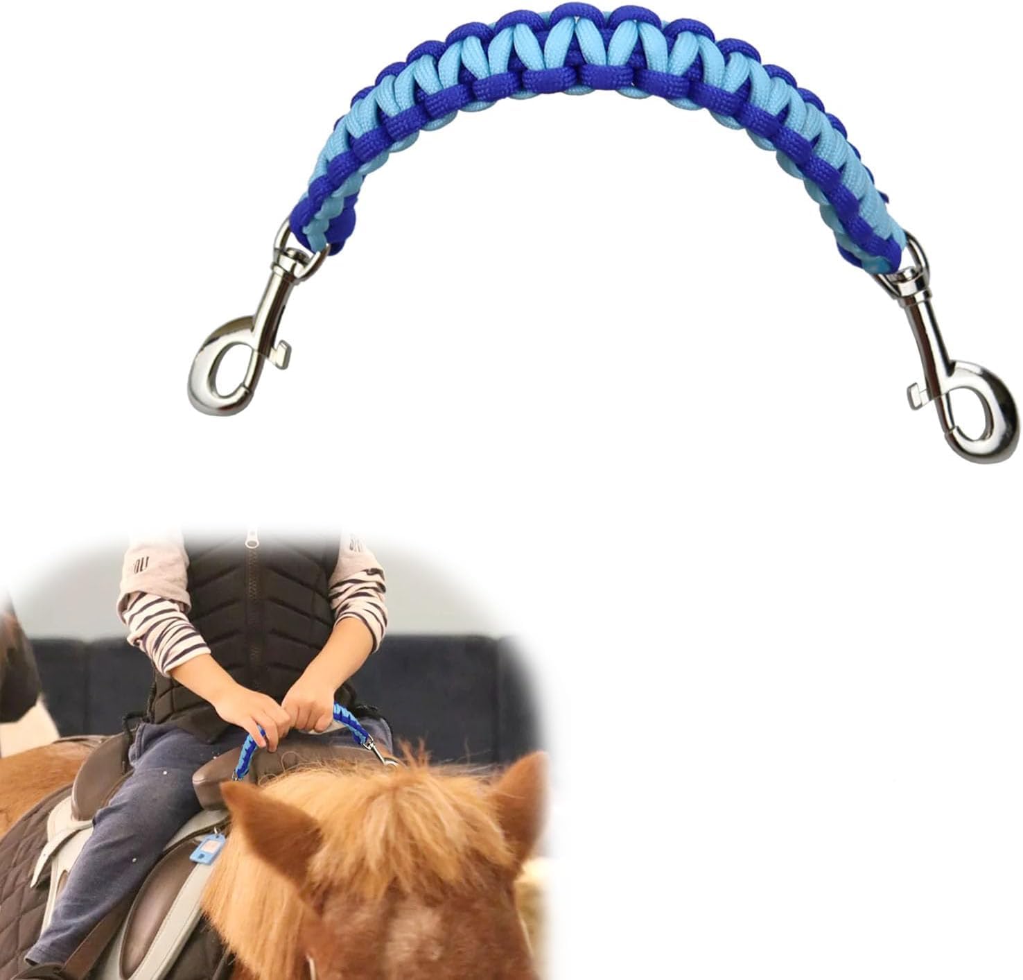 Saddle Balance Strap with Snaps for English Saddle Training Handle, Ideal for Horse Riding, Blue, 14 Inches Nice processing