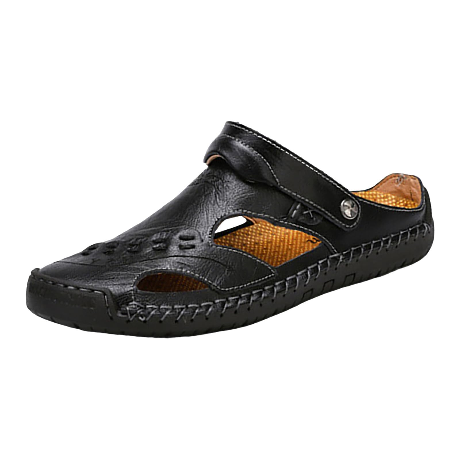 Genérico Sandalia Cerrada Hombre,Sandalias De Comercio Exterior De Pu Para Hombre Transpirables Cosidas A Mano Informales Para Playa De Comercio Exterior