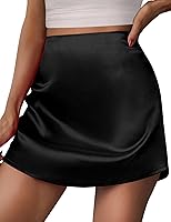 Zeagoo Women's High Waisted Mini Skirt Elastic A-Line Zipper Satin Party Club Skirt 2025