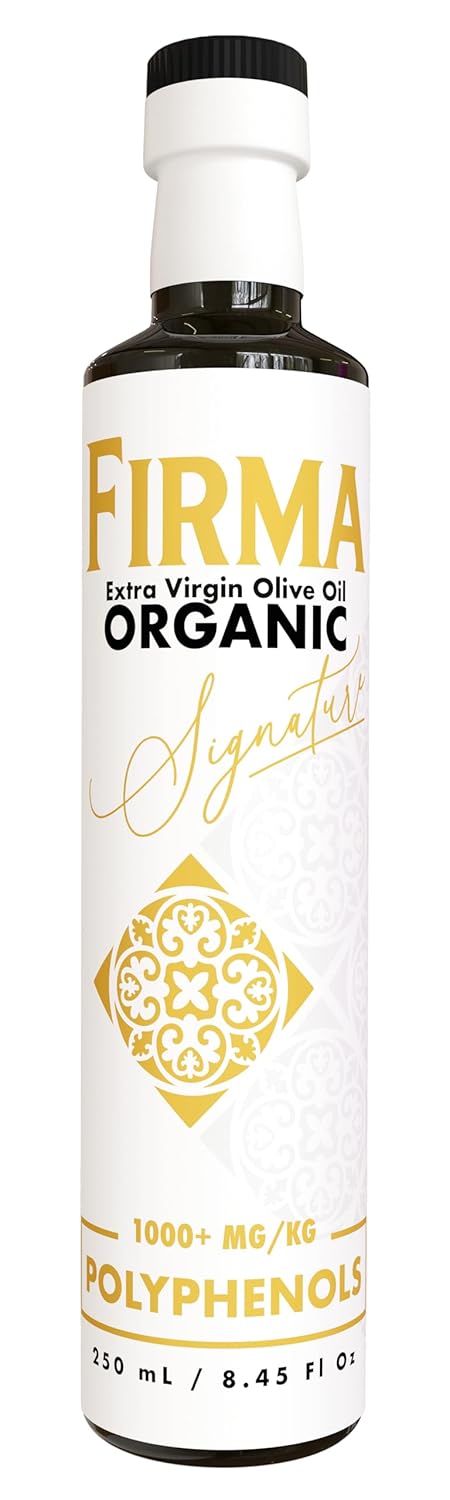 FIRMA 250 mL Signature Organic, Extremely High Phenolic (1000+ mg/kg), USDA Organic Tunisian Extra Virgin Olive Oil, First Cold Pressed Single Origin EVOO, 2025/26 Fresh Harvest (8.45 Fl Oz)