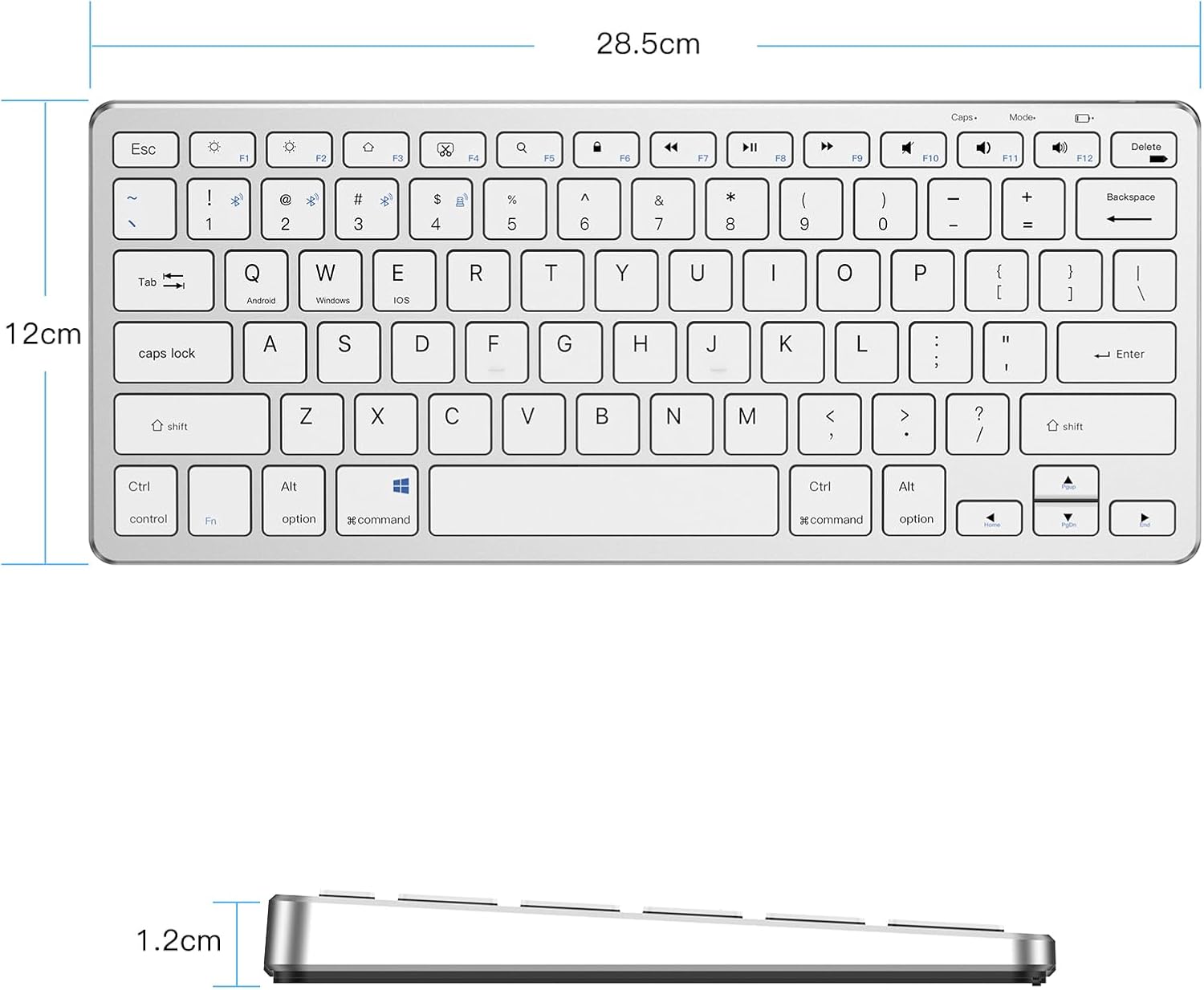 Multi-Device Bluetooth & 2.4G Wireless Keyboard, Switch 4 Devices, Recharge | Dual-Mode Portable Universal Rechargeable Keyboard for iPad/Tablets/iPhone/Laptop/PC & iOS Android Windows