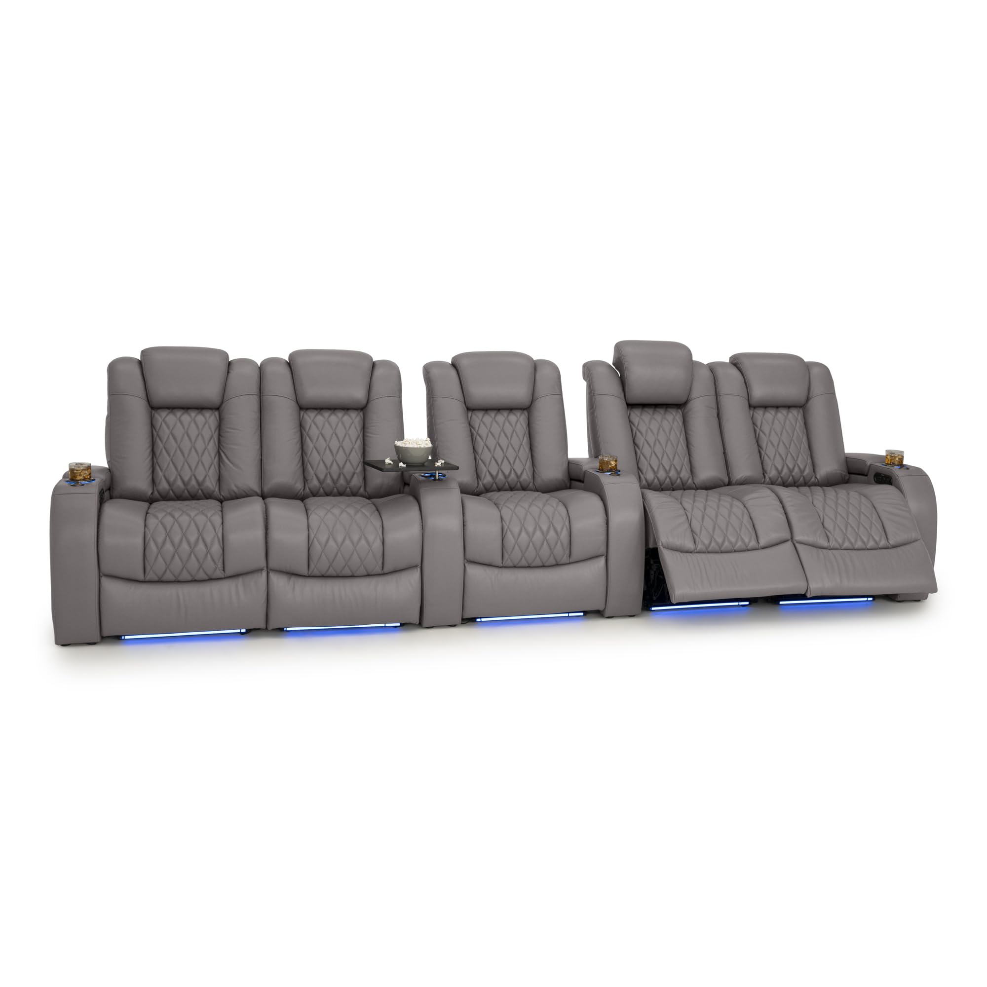 Seatcraft Diamante Home Theater Seating Gray Row of 5 Dual Loveseat