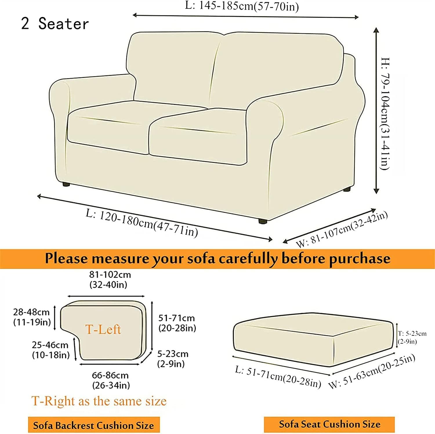 Stretch Sofa Slipcovers Sets with Separate Backrest Covers and Seat Cushion Covers, Anti-Slip Couch Covers Furniture Protector (Color : Teal, Size : 2 Seater(145-178cm))