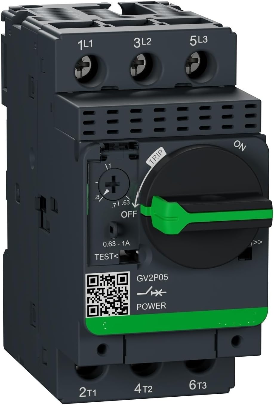Motor Circuit Breaker GV2-P05 GV2P05 Motor Circuit Breaker, TeSys GV2, 3P, 0.63-1 A, Thermal Magnetic, Screw clamp terminals