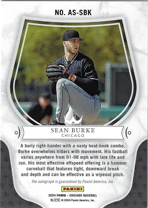 Sean Burke Auto Apprentice Signatures Collectible Baseball Card- 2024 Panini Crusades Baseball Card #AS-SBK (White Sox)