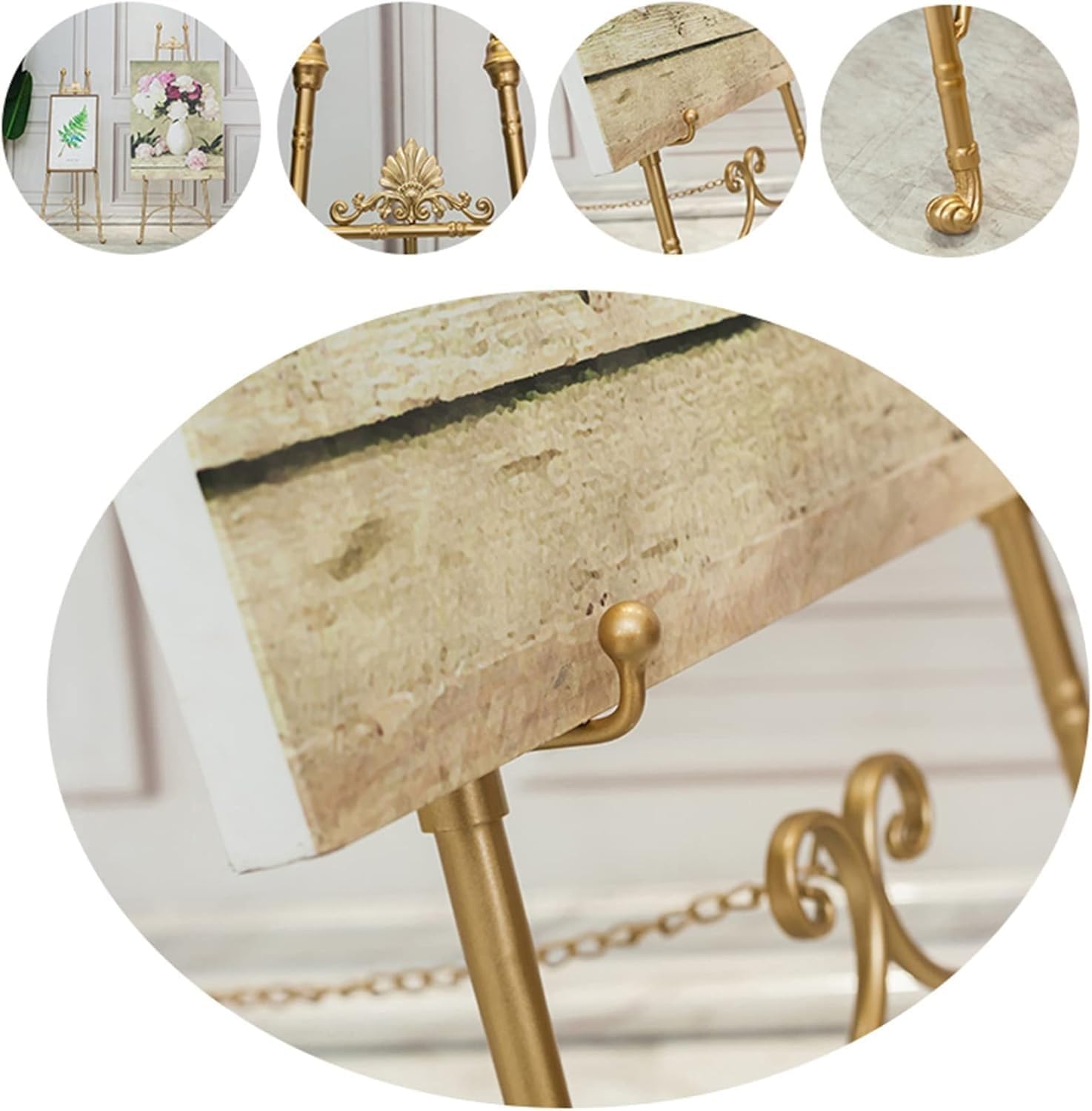 Sturdy Metal Adjustable A-Frame Display Easel for Weddings, Posters, Painting & Sketching, 150cm Height, Gold Finish - Portable & Foldable Art Stand