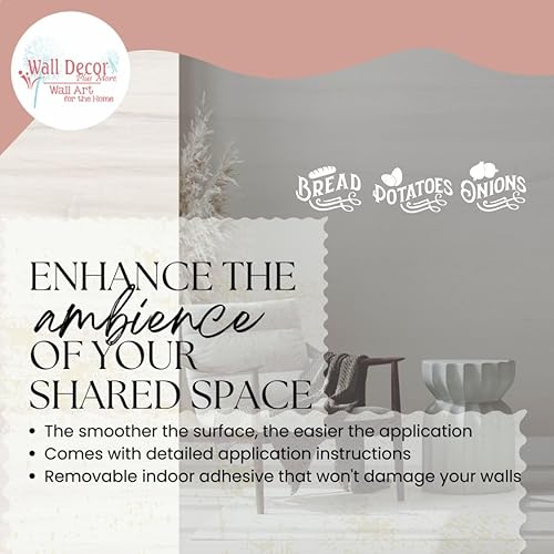 Miniatura 8 de Calcomanías de pared para almacenamiento de cocina, pan, papas, cebollas, vinilo de 5 x 23 pulgadas, color beige