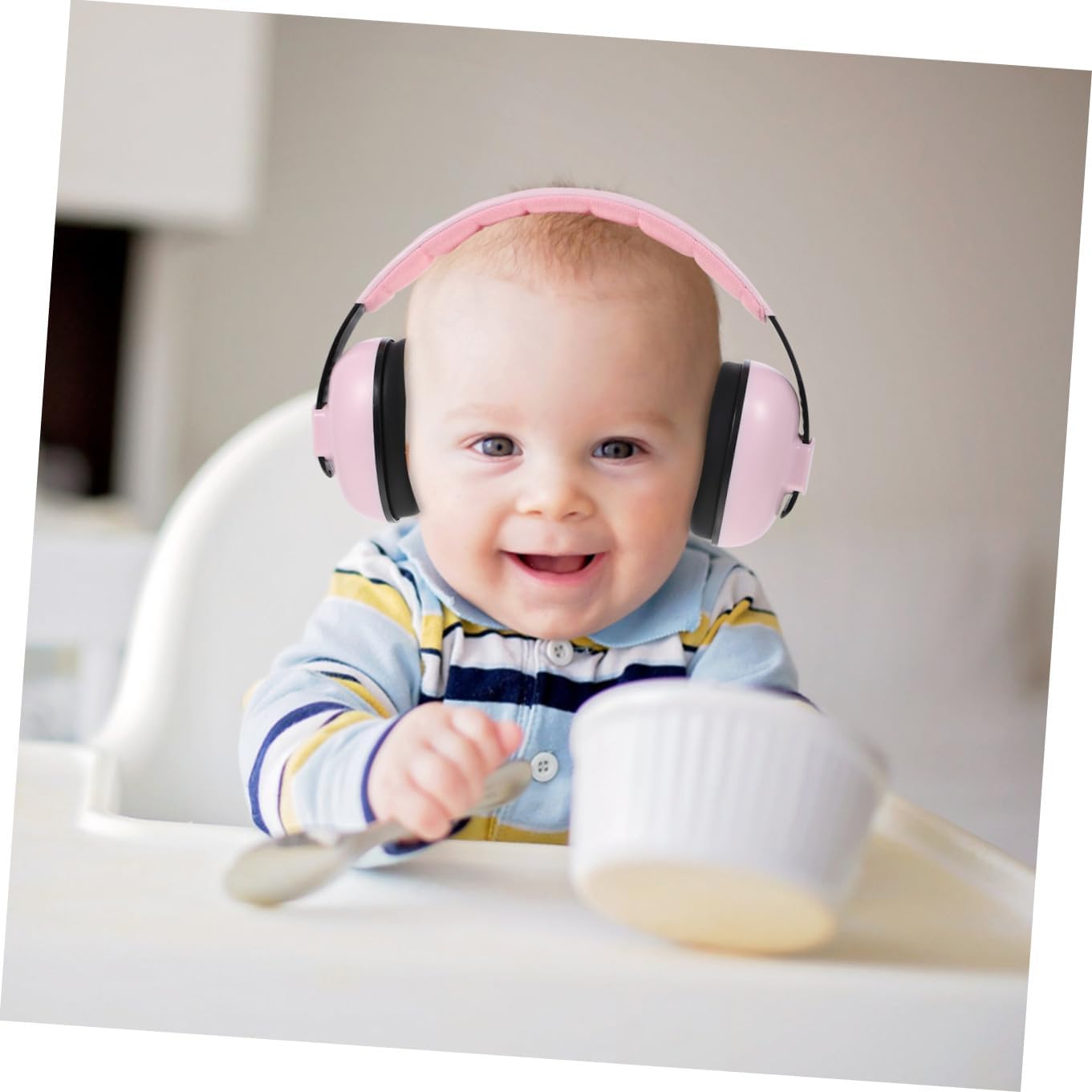 Noise Reduction Earmuffs Hearing Protector Pink Adjustable Headband Soft Padding for Sleeping and Babies