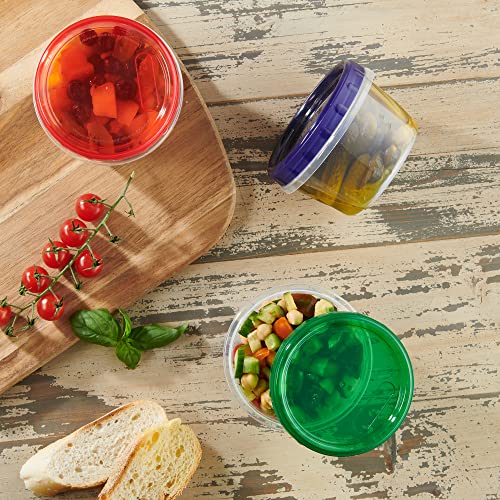 Elegant Disposables Twist Top Food Storage Containers 16 Oz 12 Pack Plastic Freezer Storage Containers Leakproof Reusable With Screw On Colored Lids #TOP2