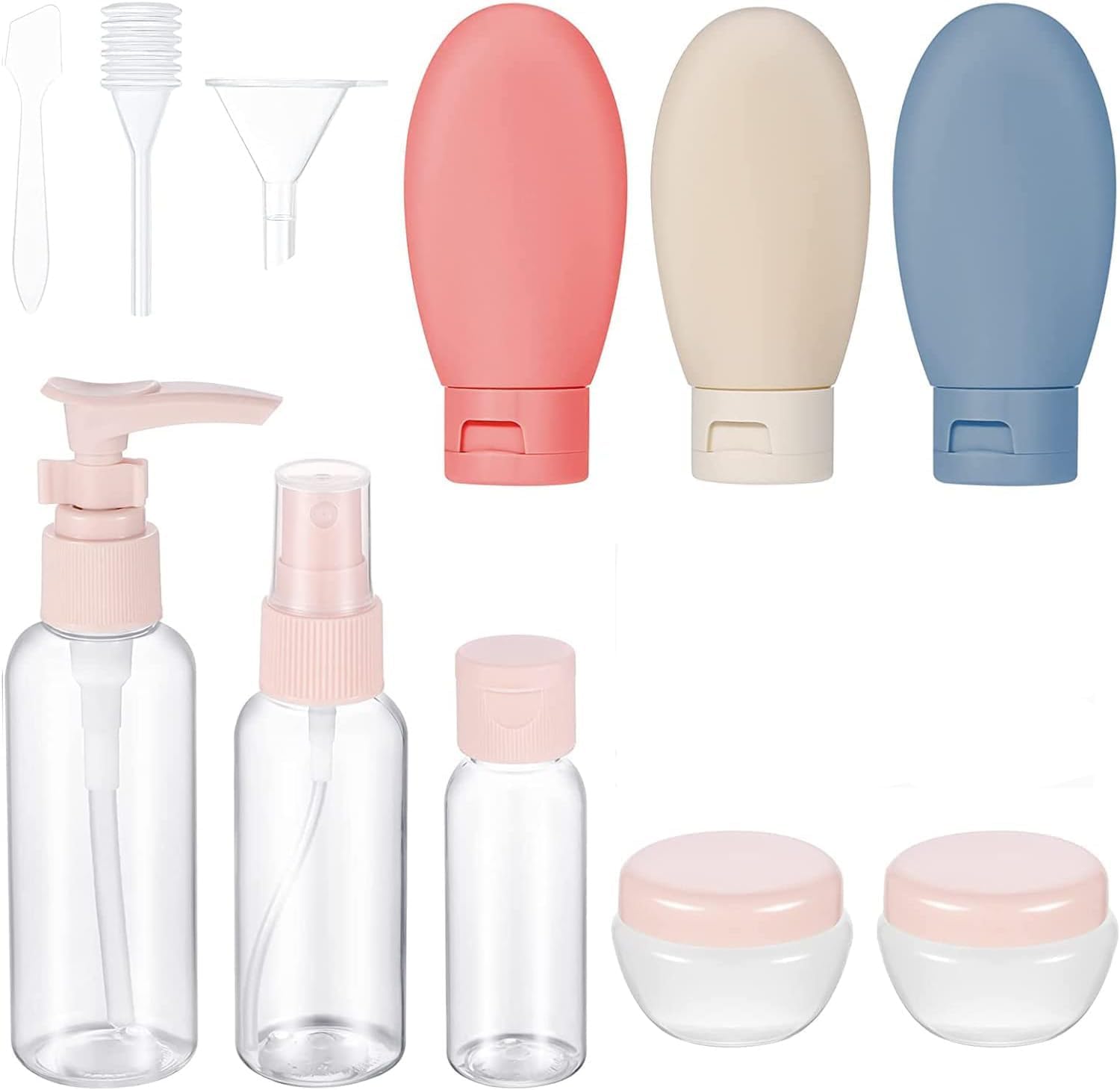 Nibbler 10 Pcs Travel Bottle Kit for Toiletries, Leak Proof Travel Size Bottles, Refillable, Empty Travel Bottles Set for Lotion Shampoo Conditioner Liquid, BPA Free