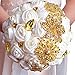 Abbie Home Advanced Customization Romantic Bride Wedding Holding Toss Bouquet Creamy White Rose Brooch with Pearls and Rhinestone Decorative brooches Accessories-Multi Color (336WG)