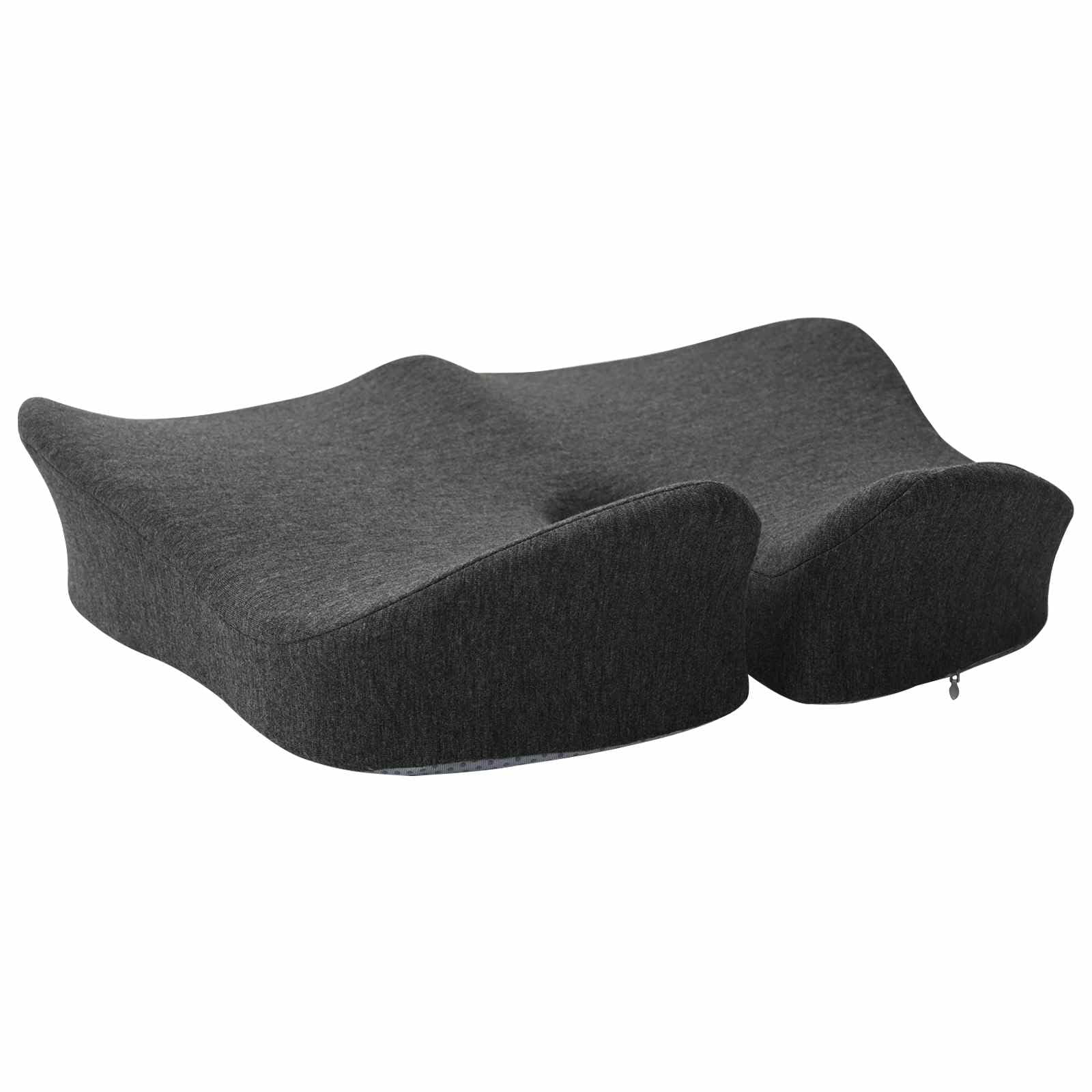 Cuscino Seduta Ergonomico in Memory Foam Grigio Scuro 48x42 cm | Supporto ergonomico per sedia da ufficio, soggiorno o camera, con fodera in cotone traspirante e rimovibile.