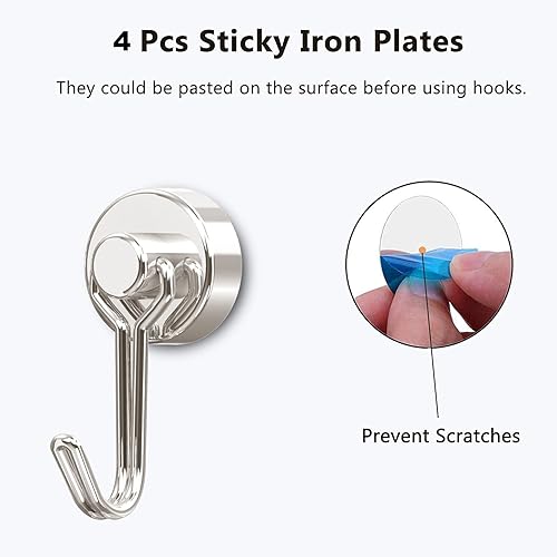 Miniatura 6 de Donanim Ganchos magnéticos, gancho magnético de neodimio resistente, 30 libras, para colgar herramientas de cocina, refrigerador, parrilla, cocina,